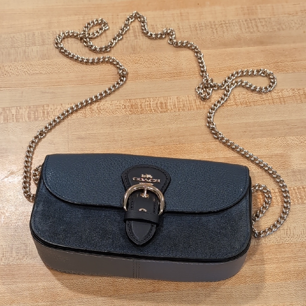 Coach Black Leather and Suede Crossbody Bag